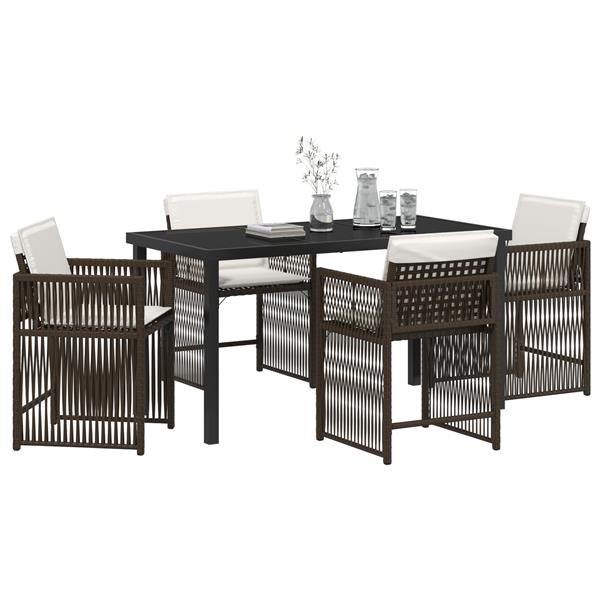 Grote foto vidaxl tuin eetset 5 pcs bruin poly rattan tuin en terras tuinmeubelen