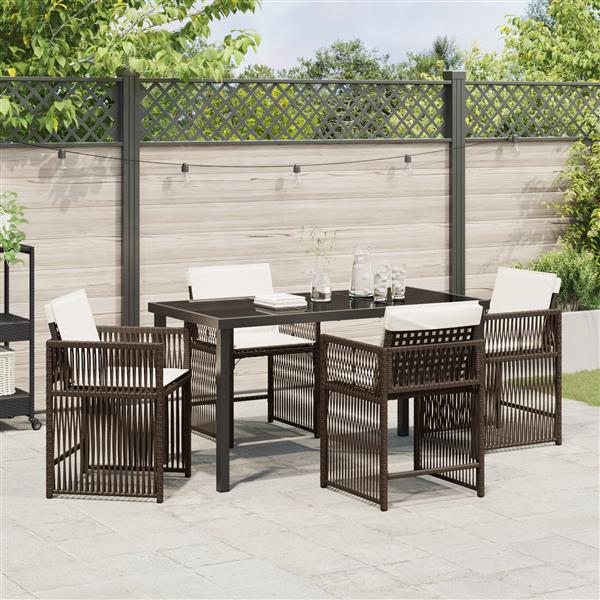 Grote foto vidaxl tuin eetset 5 pcs bruin poly rattan tuin en terras tuinmeubelen