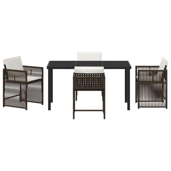 Grote foto vidaxl tuin eetset 5 pcs bruin poly rattan tuin en terras tuinmeubelen