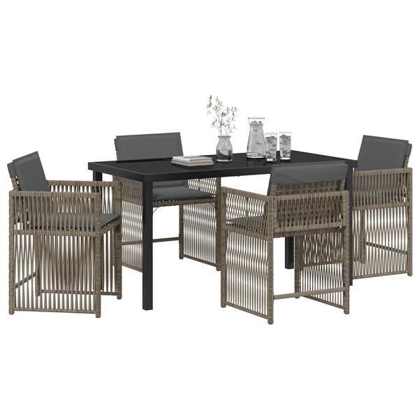 Grote foto vidaxl tuin eetset 5 pcs grijs poly rattan tuin en terras tuinmeubelen