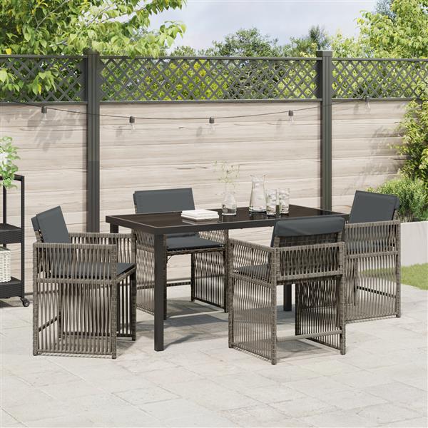 Grote foto vidaxl tuin eetset 5 pcs grijs poly rattan tuin en terras tuinmeubelen