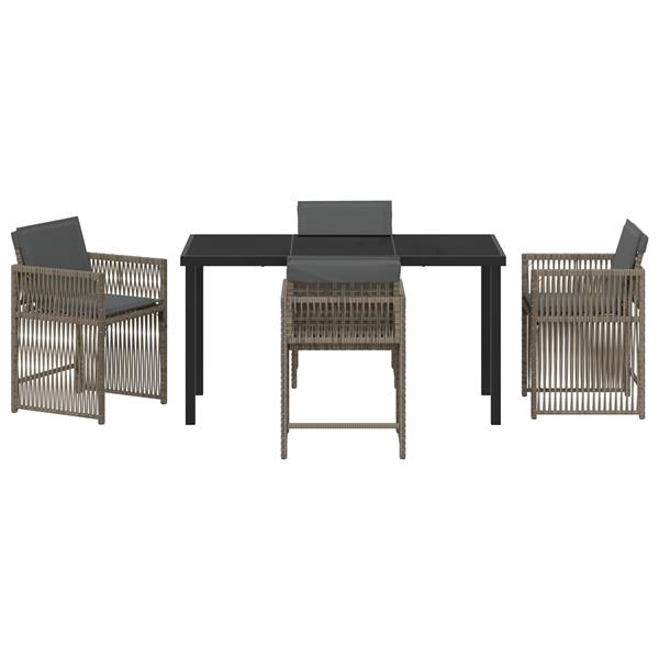 Grote foto vidaxl tuin eetset 5 pcs grijs poly rattan tuin en terras tuinmeubelen