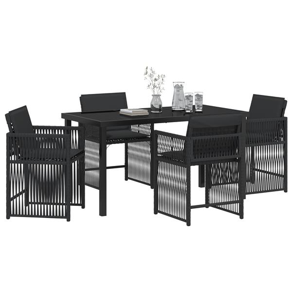 Grote foto vidaxl tuin eetset 5 pcs zwart poly rattan tuin en terras tuinmeubelen