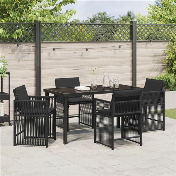 Grote foto vidaxl tuin eetset 5 pcs zwart poly rattan tuin en terras tuinmeubelen