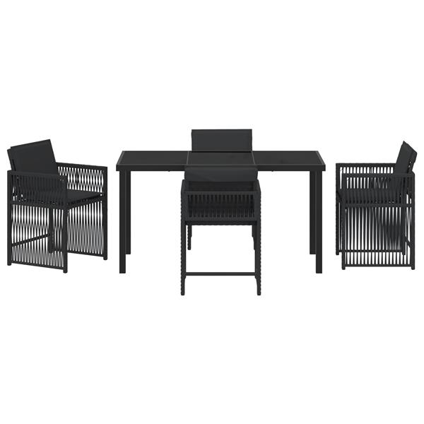 Grote foto vidaxl tuin eetset 5 pcs zwart poly rattan tuin en terras tuinmeubelen