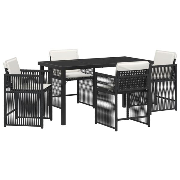 Grote foto vidaxl tuin eetset 5 pcs zwart poly rattan tuin en terras tuinmeubelen