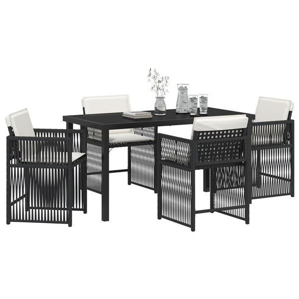 Grote foto vidaxl tuin eetset 5 pcs zwart poly rattan tuin en terras tuinmeubelen