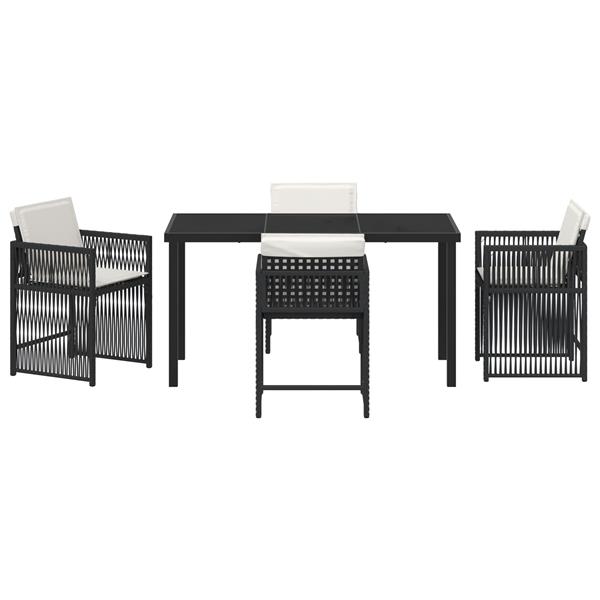 Grote foto vidaxl tuin eetset 5 pcs zwart poly rattan tuin en terras tuinmeubelen