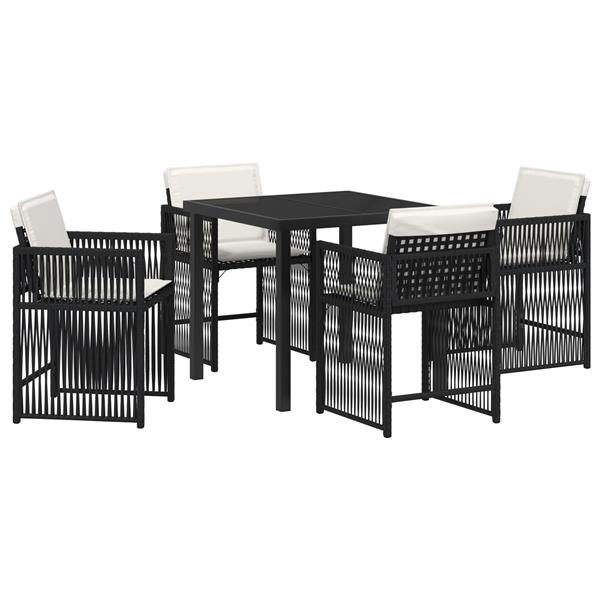 Grote foto vidaxl tuin eetset 5 pcs zwart poly rattan tuin en terras tuinmeubelen