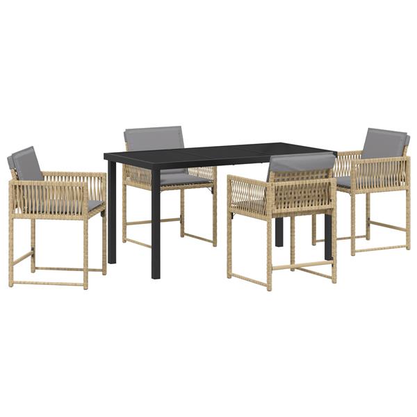 Grote foto vidaxl tuin eetset 5 pcs beige poly rattan tuin en terras tuinmeubelen