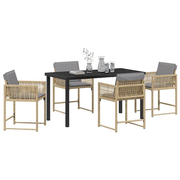Grote foto vidaxl tuin eetset 5 pcs beige poly rattan tuin en terras tuinmeubelen