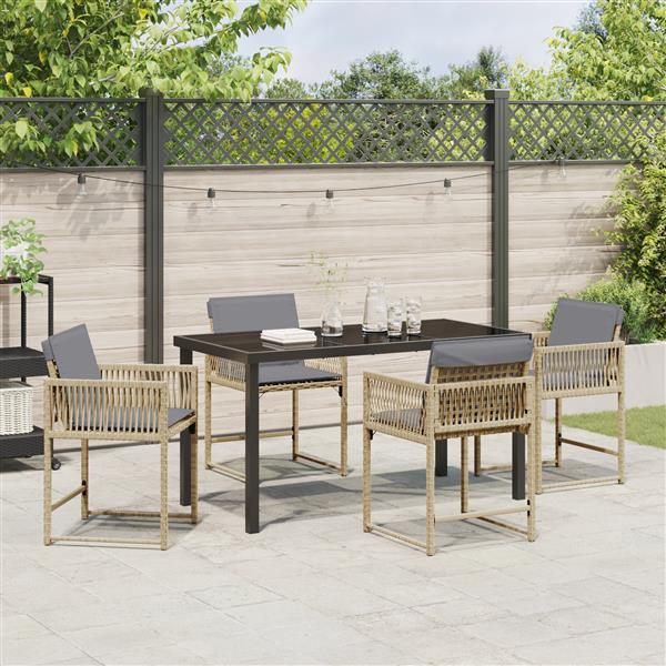 Grote foto vidaxl tuin eetset 5 pcs beige poly rattan tuin en terras tuinmeubelen