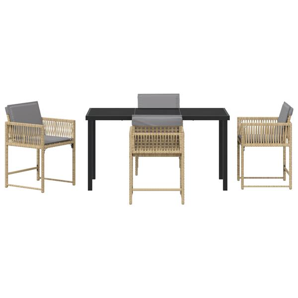 Grote foto vidaxl tuin eetset 5 pcs beige poly rattan tuin en terras tuinmeubelen