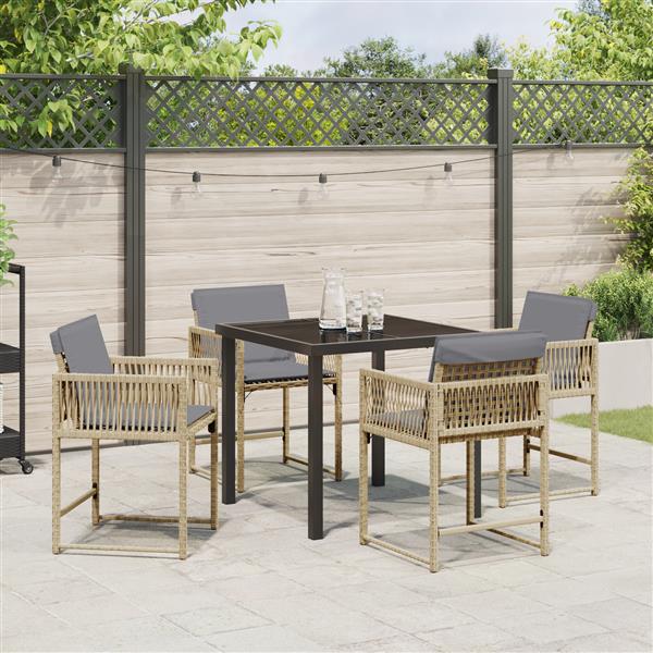 Grote foto vidaxl tuin eetset 5 pcs beige poly rattan tuin en terras tuinmeubelen