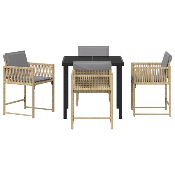 Grote foto vidaxl tuin eetset 5 pcs beige poly rattan tuin en terras tuinmeubelen
