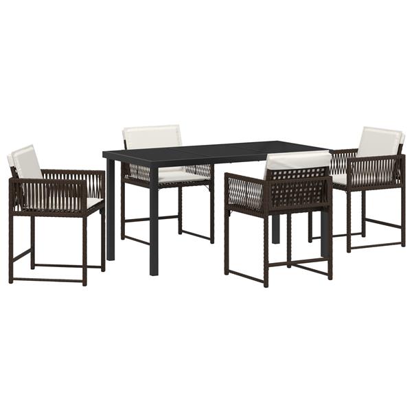 Grote foto vidaxl tuin eetset 5 pcs bruin poly rattan tuin en terras tuinmeubelen