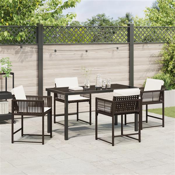 Grote foto vidaxl tuin eetset 5 pcs bruin poly rattan tuin en terras tuinmeubelen