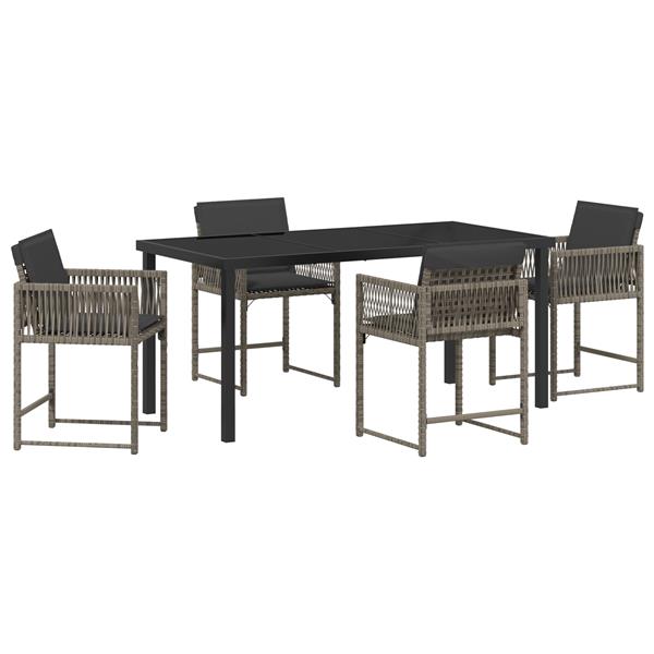 Grote foto vidaxl tuin eetset 5 pcs grijs poly rattan tuin en terras tuinmeubelen