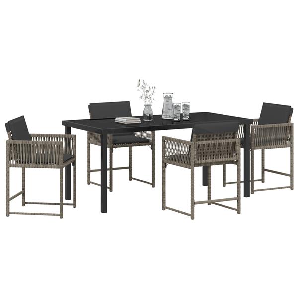 Grote foto vidaxl tuin eetset 5 pcs grijs poly rattan tuin en terras tuinmeubelen