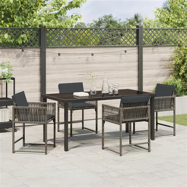 Grote foto vidaxl tuin eetset 5 pcs grijs poly rattan tuin en terras tuinmeubelen