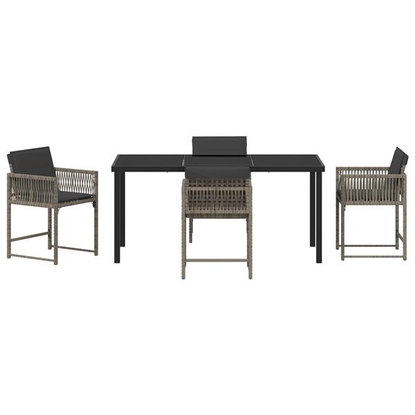 Grote foto vidaxl tuin eetset 5 pcs grijs poly rattan tuin en terras tuinmeubelen