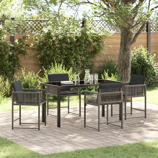 Grote foto vidaxl tuin eetset 5 pcs grijs poly rattan tuin en terras tuinmeubelen