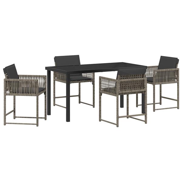Grote foto vidaxl tuin eetset 5 pcs grijs poly rattan tuin en terras tuinmeubelen