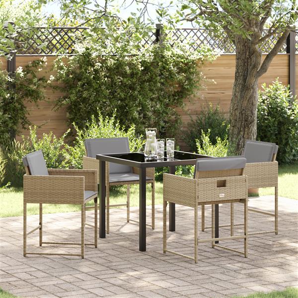 Grote foto vidaxl tuin eetset 5 pcs beige poly rattan tuin en terras tuinmeubelen
