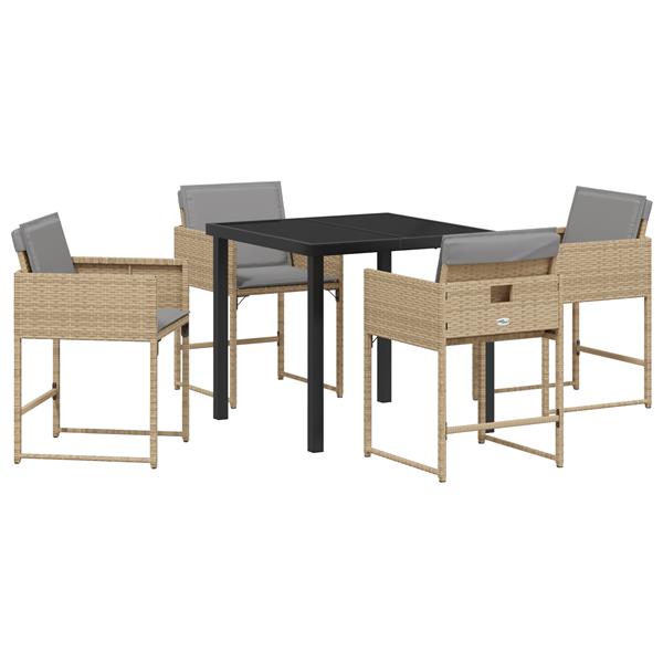 Grote foto vidaxl tuin eetset 5 pcs beige poly rattan tuin en terras tuinmeubelen