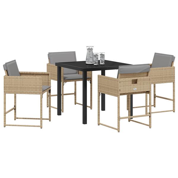 Grote foto vidaxl tuin eetset 5 pcs beige poly rattan tuin en terras tuinmeubelen