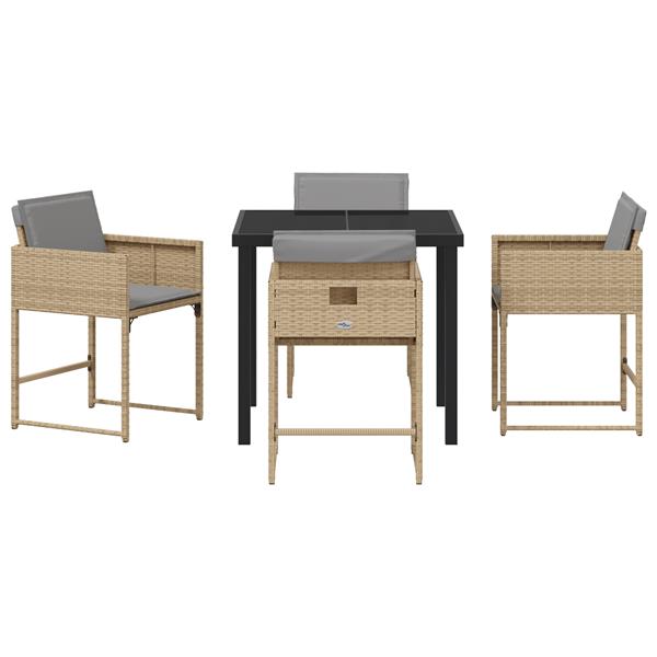 Grote foto vidaxl tuin eetset 5 pcs beige poly rattan tuin en terras tuinmeubelen