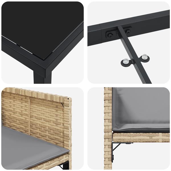 Grote foto vidaxl tuin eetset 5 pcs beige poly rattan tuin en terras tuinmeubelen