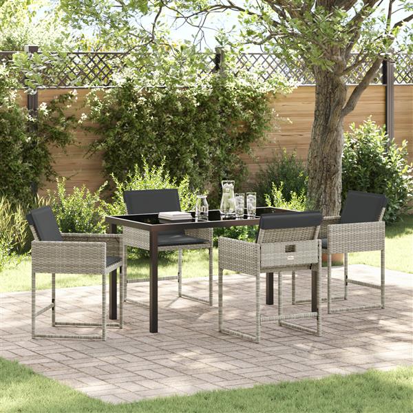 Grote foto vidaxl tuin eetset 5 pcs lichtgrijs poly rattan tuin en terras tuinmeubelen