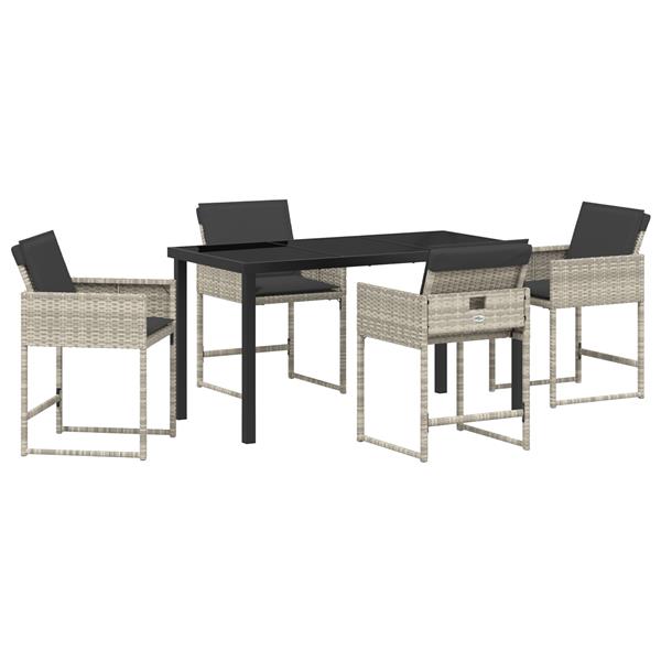 Grote foto vidaxl tuin eetset 5 pcs lichtgrijs poly rattan tuin en terras tuinmeubelen