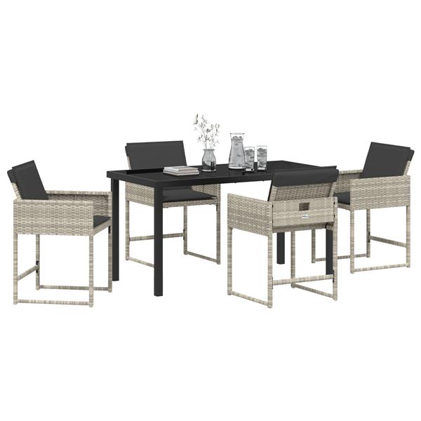 Grote foto vidaxl tuin eetset 5 pcs lichtgrijs poly rattan tuin en terras tuinmeubelen