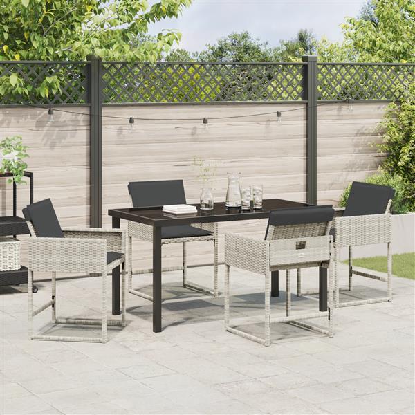 Grote foto vidaxl tuin eetset 5 pcs lichtgrijs poly rattan tuin en terras tuinmeubelen
