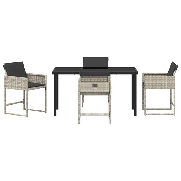 Grote foto vidaxl tuin eetset 5 pcs lichtgrijs poly rattan tuin en terras tuinmeubelen
