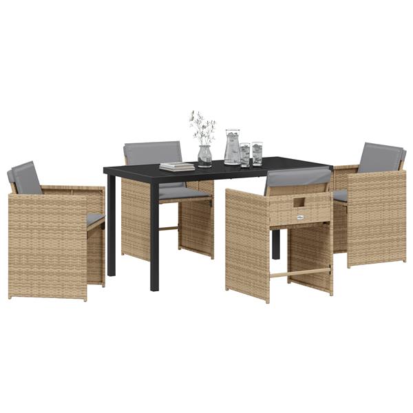 Grote foto vidaxl tuin eetset 5 pcs beige poly rattan tuin en terras tuinmeubelen