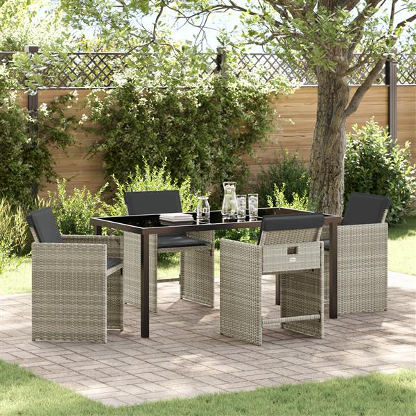 Grote foto vidaxl tuin eetset 5 pcs lichtgrijs poly rattan tuin en terras tuinmeubelen