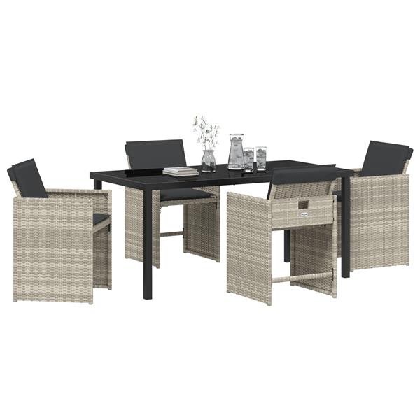 Grote foto vidaxl tuin eetset 5 pcs lichtgrijs poly rattan tuin en terras tuinmeubelen