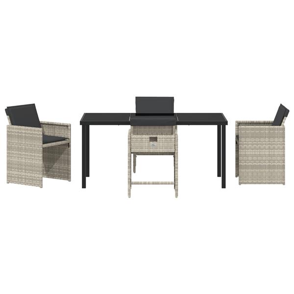 Grote foto vidaxl tuin eetset 5 pcs lichtgrijs poly rattan tuin en terras tuinmeubelen