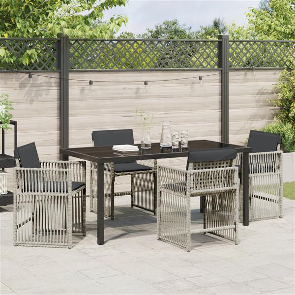 Grote foto vidaxl tuin eetset 5 pcs lichtgrijs poly riet tuin en terras tuinmeubelen