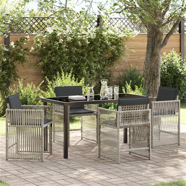 Grote foto vidaxl tuin eetset 5 pcs lichtgrijs poly riet tuin en terras tuinmeubelen