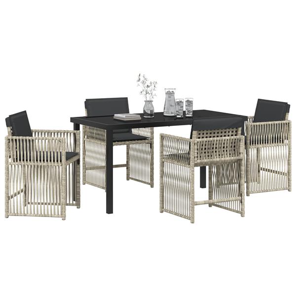 Grote foto vidaxl tuin eetset 5 pcs lichtgrijs poly riet tuin en terras tuinmeubelen