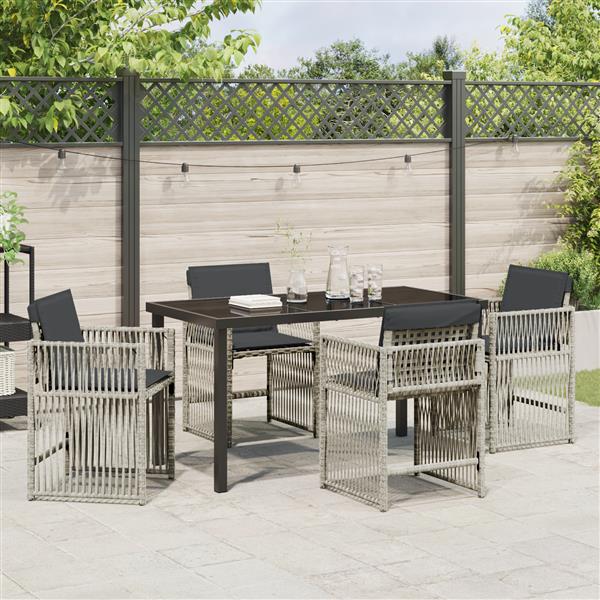 Grote foto vidaxl tuin eetset 5 pcs lichtgrijs poly riet tuin en terras tuinmeubelen