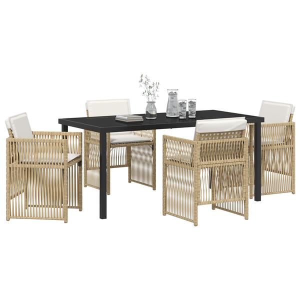 Grote foto vidaxl tuin eetset 5 pcs beige poly riet tuin en terras tuinmeubelen