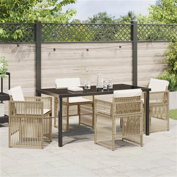 Grote foto vidaxl tuin eetset 5 pcs beige poly riet tuin en terras tuinmeubelen