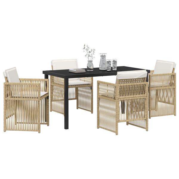 Grote foto vidaxl tuin eetset 5 pcs beige poly riet tuin en terras tuinmeubelen