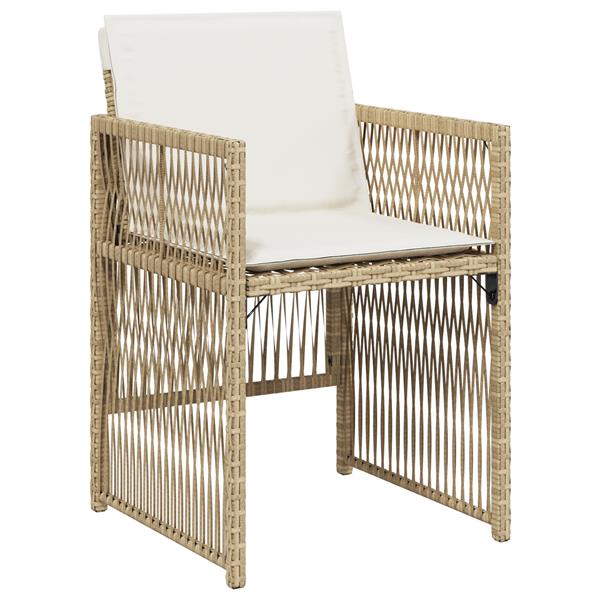 Grote foto vidaxl tuin eetset 5 pcs beige poly riet tuin en terras tuinmeubelen