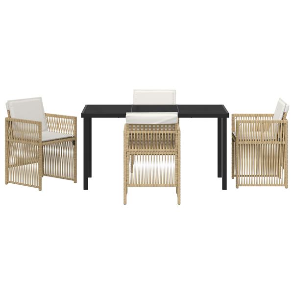Grote foto vidaxl tuin eetset 5 pcs beige poly riet tuin en terras tuinmeubelen